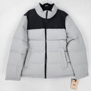 Levis Coat Mens Large Gray Black Igy Puffer Jacket Full Zip Casual Winter NEW